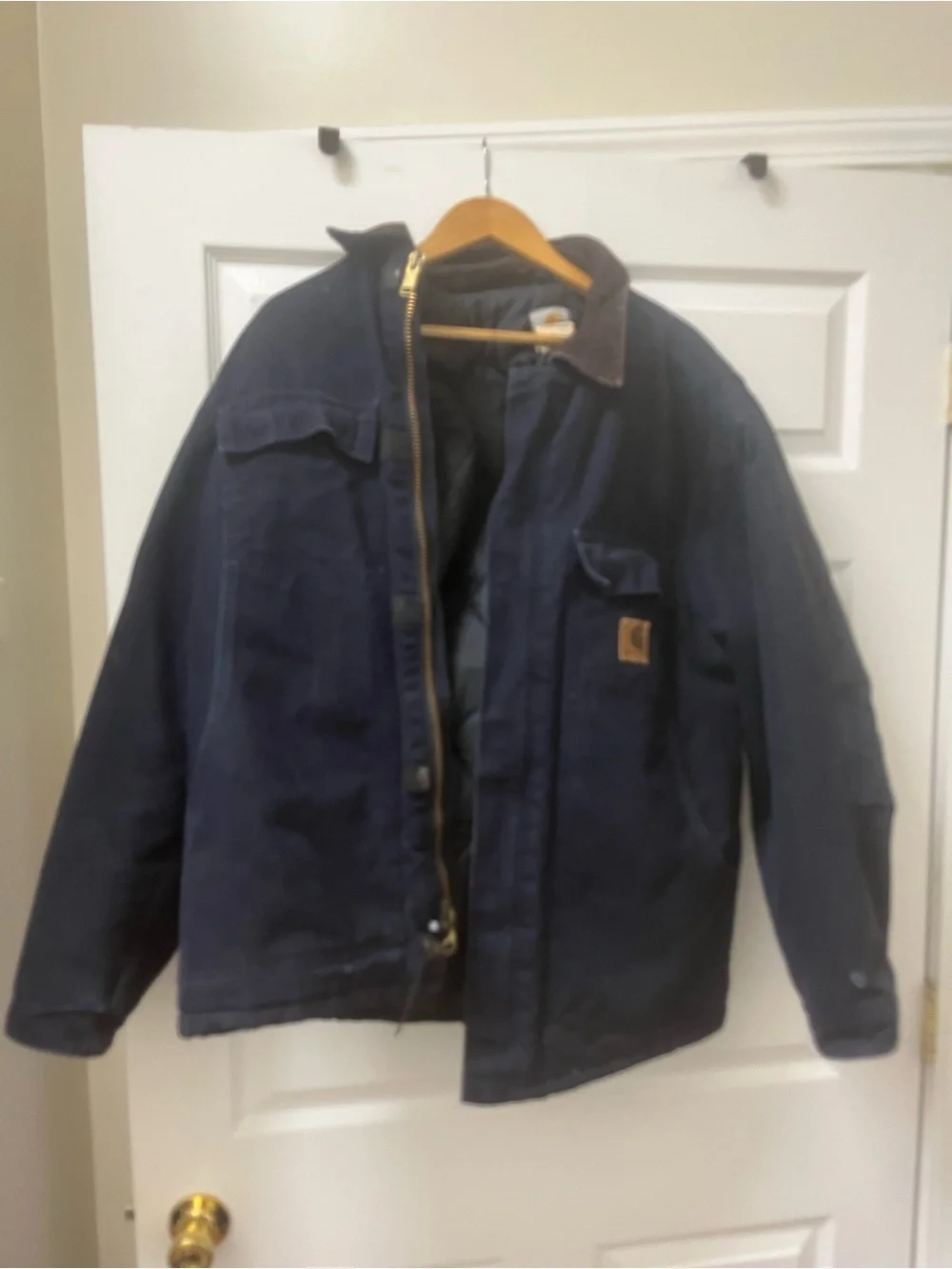 Carhartt Navy Quilted-Lined Field Jacket with Corduroy Collar